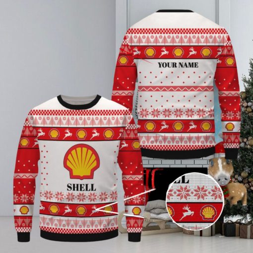 Shell Ugly Christmas Sweater, Xmas Gift Ideas For Fans Custom Name