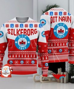 Silkeborg IF 3D Ugly Christmas Sweater Christmas Holiday Gift Custom Name For Men And Women