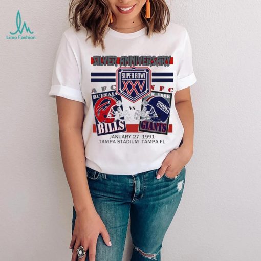 Silver anniversary Super Bowl XXV Buffalo Bills vs New York Giants shirt