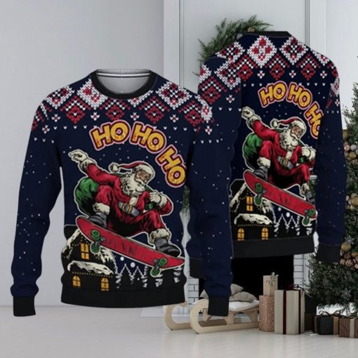 Skater Santa Claus Ugly Christmas 3D Ugly Christmas Sweater