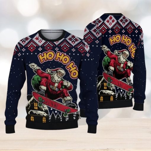 Skater Santa Claus Ugly Christmas 3D Ugly Christmas Sweater