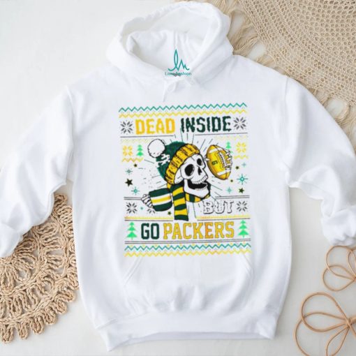 Skull dead inside but go Green Bay Packers Ugly Christmas shirt