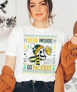 Skull dead inside but go Green Bay Packers Ugly Christmas shirt