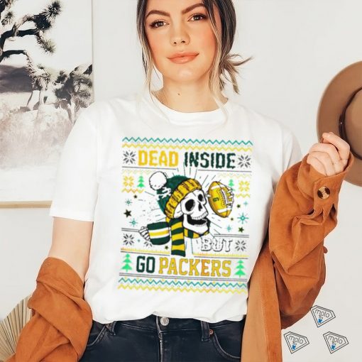 Skull dead inside but go Green Bay Packers Ugly Christmas shirt