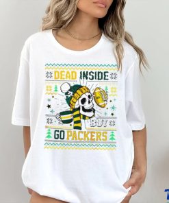 Skull dead inside but go Green Bay Packers Ugly Christmas shirt