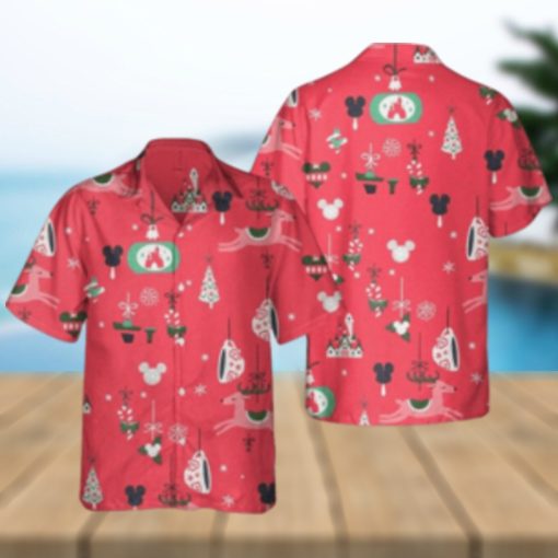 Sleeping Beauty Castle Mickey Food Hawaiian Shirts Disney Parks Xmas Merry Aloha