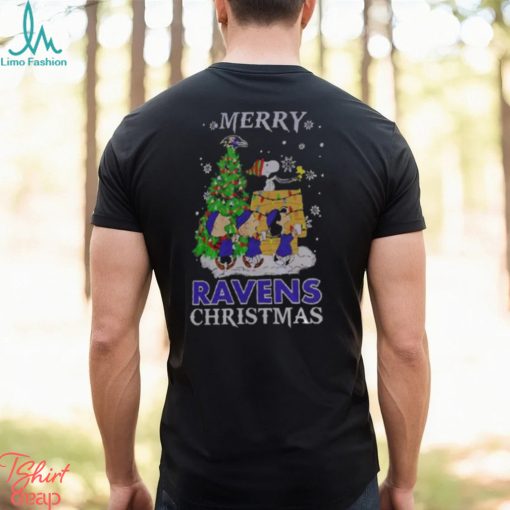 Snoopy And Friends Baltimore Ravens Merry Christmas Shirt