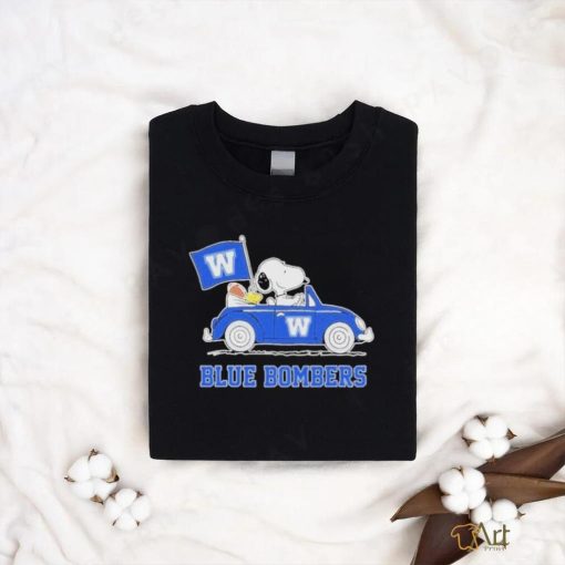 Snoopy And Woodstock Drive Car Winnipeg Blue Bombers Shirt