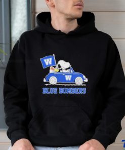 Snoopy And Woodstock Drive Car Winnipeg Blue Bombers Shirt