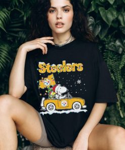 Snoopy And Woodstock Driving Car Pittsburgh Steelers Christmas Shirt