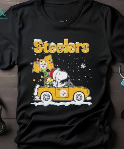 Snoopy And Woodstock Driving Car Pittsburgh Steelers Christmas Shirt