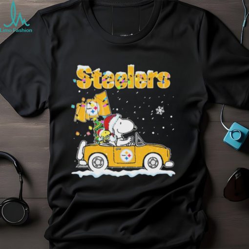 Snoopy And Woodstock Driving Car Pittsburgh Steelers Christmas Shirt