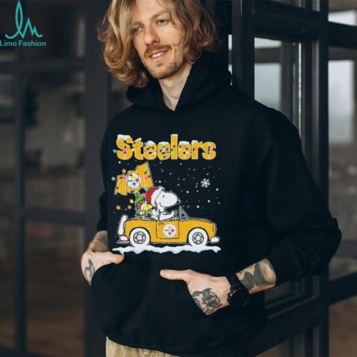 Snoopy And Woodstock Driving Car Pittsburgh Steelers Christmas Shirt