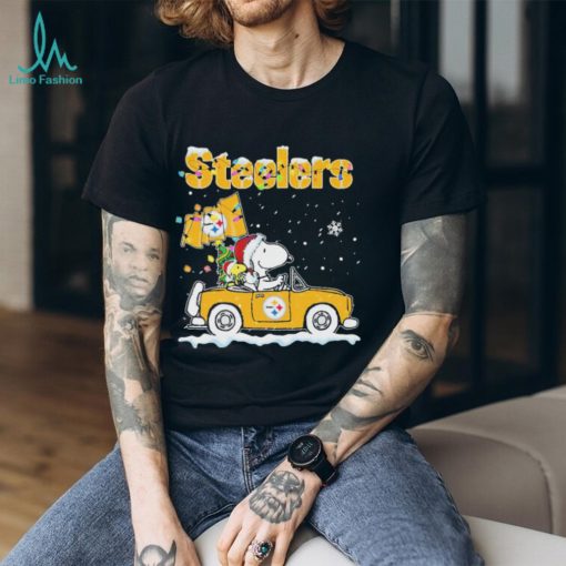 Snoopy And Woodstock Driving Car Pittsburgh Steelers Christmas Shirt