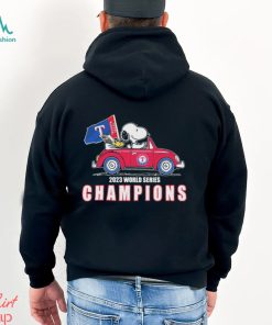Snoopy And Woodstock Driving Car Texas Rangers 2023 World Series Champions Shirt, hoodie, sweater, long sleeve and tank top Snoopy And Woodstock Driving Car Texas Rangers 2023 World Series Champions Shirt