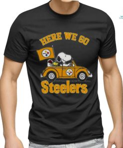 Snoopy And Woodstocks Driving Car Here We Go Pittsburgh Steelers Shirt, hoodie, sweater, long sleeve and tank top Snoopy And Woodstocks Driving Car Here We Go Pittsburgh Steelers Shirt
