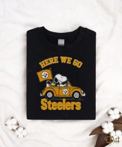 Snoopy And Woodstocks Driving Car Here We Go Pittsburgh Steelers Shirt, hoodie, sweater, long sleeve and tank top Snoopy And Woodstocks Driving Car Here We Go Pittsburgh Steelers Shirt