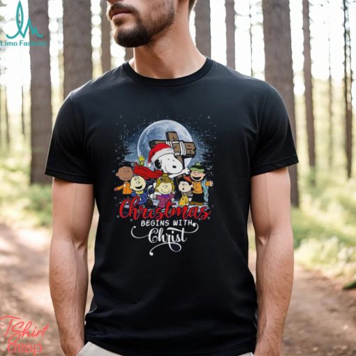 Snoopy Christmas Begins With Christ T Shirt