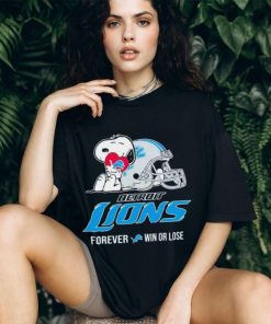 Snoopy Detroit Lions forever win or lose helmet logo shirt