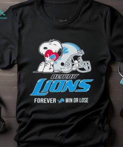 Snoopy Detroit Lions forever win or lose helmet logo shirt