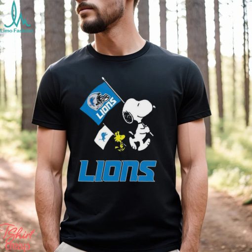 Snoopy and Woodstock detroit lions flag helmet Shirt