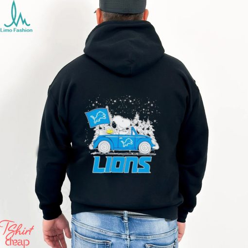 Snoopy and Woodstock dring car Detroit Lions Christmas shirt