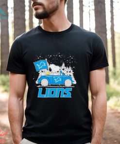 Snoopy and Woodstock dring car Detroit Lions Christmas shirt