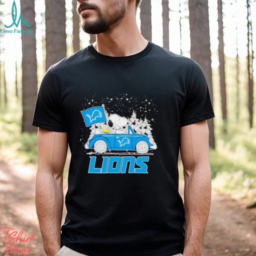 Snoopy and Woodstock dring car Detroit Lions Christmas shirt