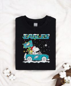 Snoopy and Woodstock driving car Eagles Christmas shirt
