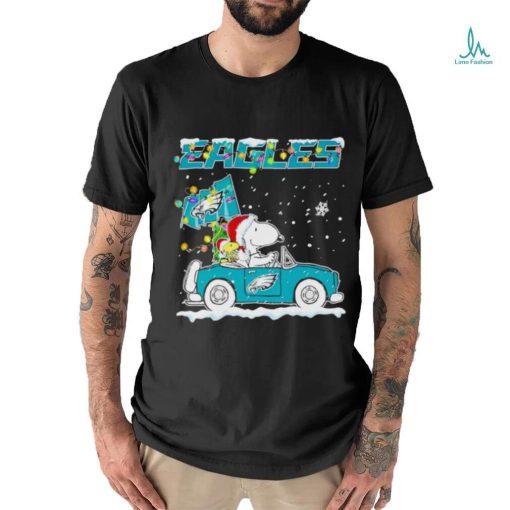 Snoopy and Woodstock driving car Eagles Christmas shirt