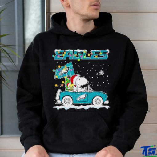 Snoopy and Woodstock driving car Eagles Christmas shirt
