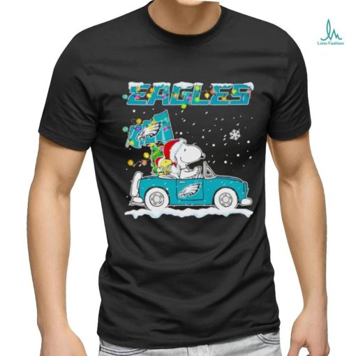 Snoopy and Woodstock driving car Eagles Christmas shirt