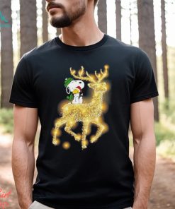 Snoopy and Woodstock santa reindeer riding merry christmas shirt