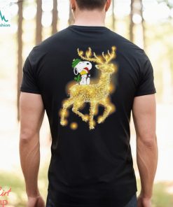 Snoopy and Woodstock santa reindeer riding merry christmas shirt