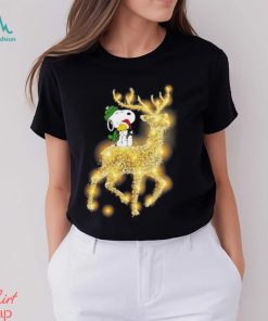 Snoopy and Woodstock santa reindeer riding merry christmas shirt