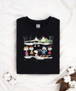 Snoopy and team Peanuts playing in snow Christmas 2023 t shirt