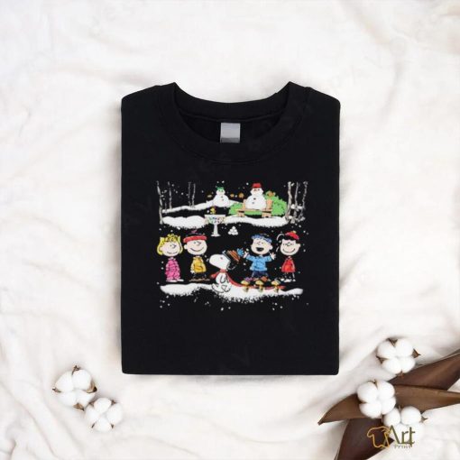Snoopy and team Peanuts playing in snow Christmas 2023 t shirt