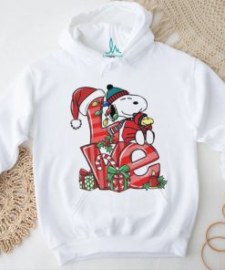 Snoopy and woodstock love hat santa merry christmas shirt