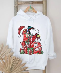 Snoopy and woodstock love hat santa merry christmas shirt