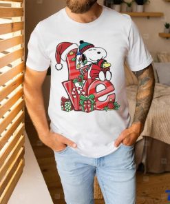Snoopy and woodstock love hat santa merry christmas shirt