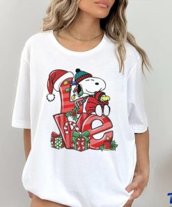 Snoopy and woodstock love hat santa merry christmas shirt