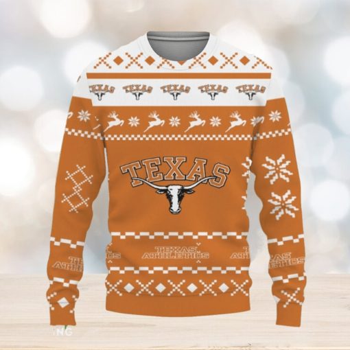 Snow Santa Pattern Logo Texas Longhorns Christmas Tree Knitted Christmas Gift Holidays Sweater