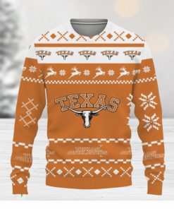 Snow Santa Pattern Logo Texas Longhorns Christmas Tree Knitted Christmas Gift Holidays Sweater