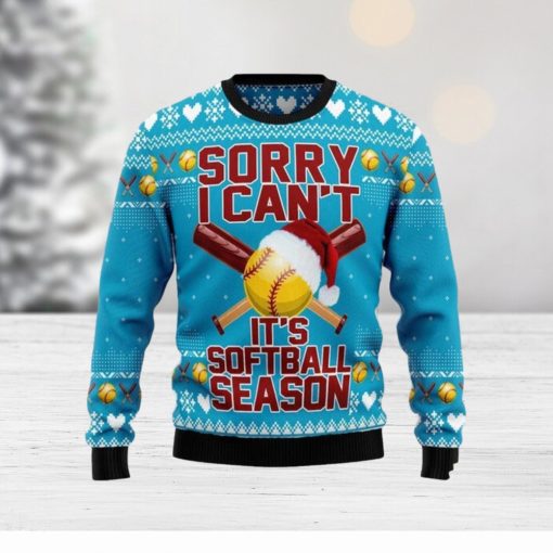 Sorry I Can’t It’s Softball Season Soft Ball Season Ugly Christmas Sweater