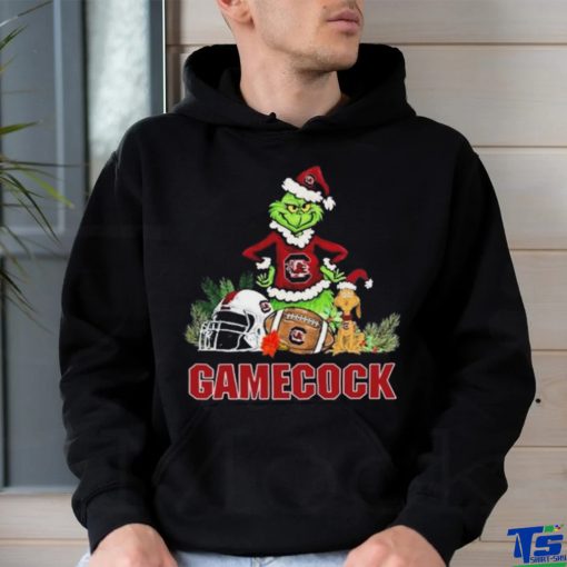 South Carolina Gamecock Santa Grinch And Santa Dog Christmas Shirt