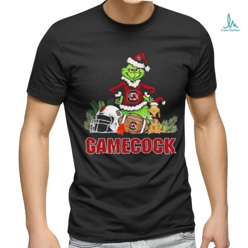 South Carolina Gamecock Santa Grinch And Santa Dog Christmas Shirt