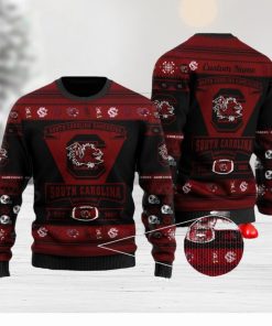 South Carolina Gamecocks Football Team Logo Custom Name Christmas Ugly Sweater