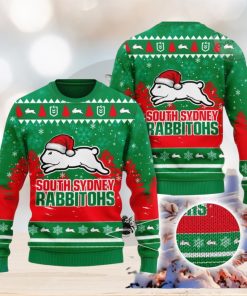 South Sydney Rabbitohs Logo Wearing Santa Hat 3D Ugly Christmas Sweater Christmas Gift Men And Women 2023 Sweater