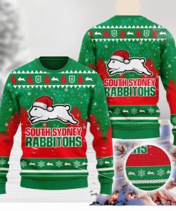 South Sydney Rabbitohs Logo Wearing Santa Hat 3D Ugly Christmas Sweater Christmas Gift Men And Women 2023 Sweater