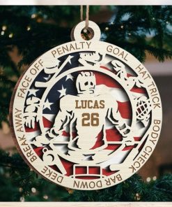 Sport Series Hockey   Sports Personalized Custom Ornament   Wood Round Shaped   Christmas Gift For Sport Lovers, Sport Players